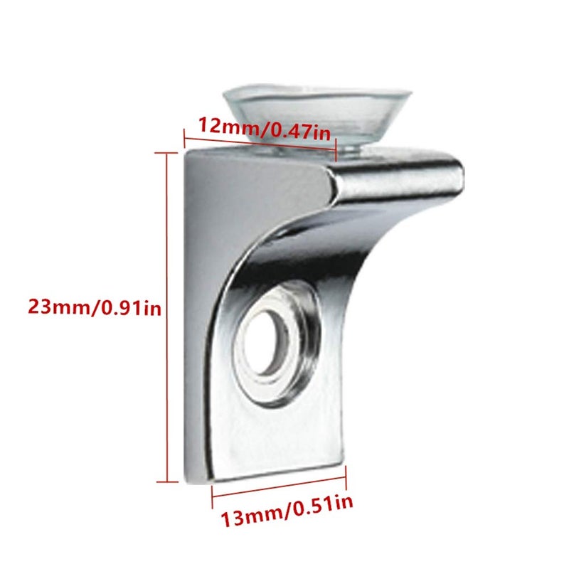 Tiberham Glass Shelf Bracket, Tiberham 12 Pcs Zinc Alloy Polished Chrome Right Angle Shelf Support Fixing Clip with Suction Cup Base, Wall Mounted Glass Support Pegs Corner Brace Board Holder - Image 2